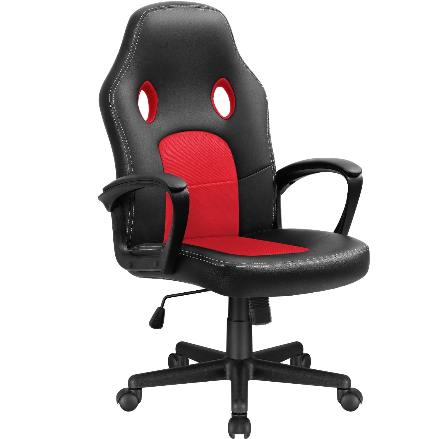 Homall Gaming Chair Leather Office Chair High Back Ergonomic Adjustable Swivel Executive Computer Chair Rolling Task,Red