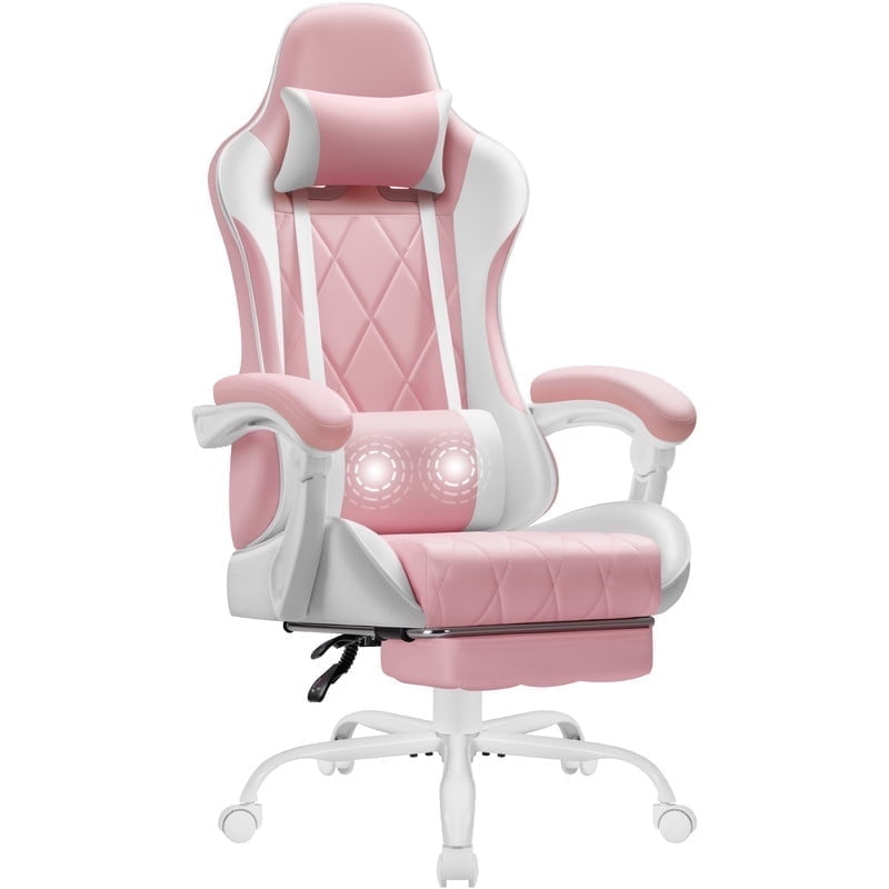 Homall Gaming Chair Massage Office Chair Computer Racing Chair High Back PU Leather Chair with Footrest, Pink - Walmart.com