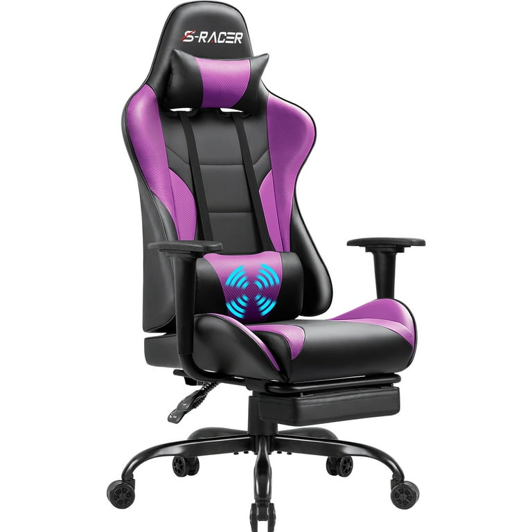 Homall Ergonomic Gaming Chair with Massage High Back PU Leather Footrest Purple Walmart