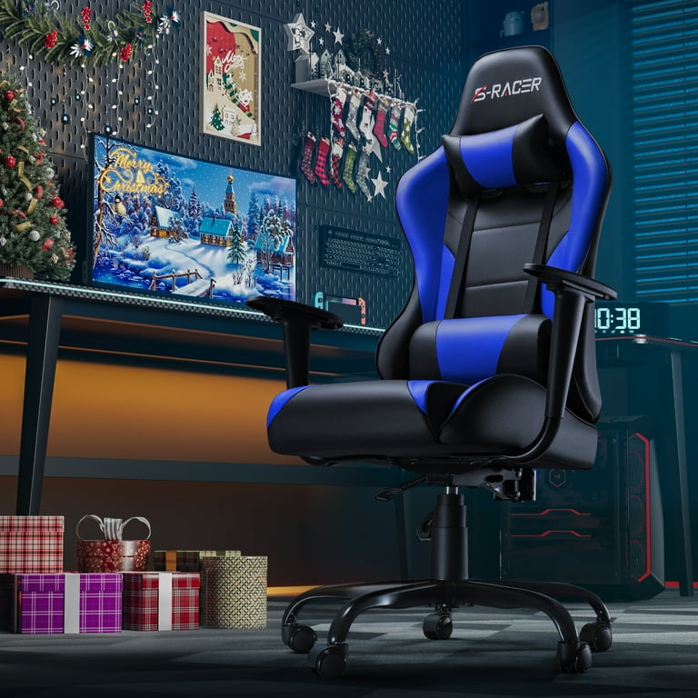 Homall Gaming Chair Office Chair High Back Racing Computer Chair PU Leather Adjustable Seat Height Blue