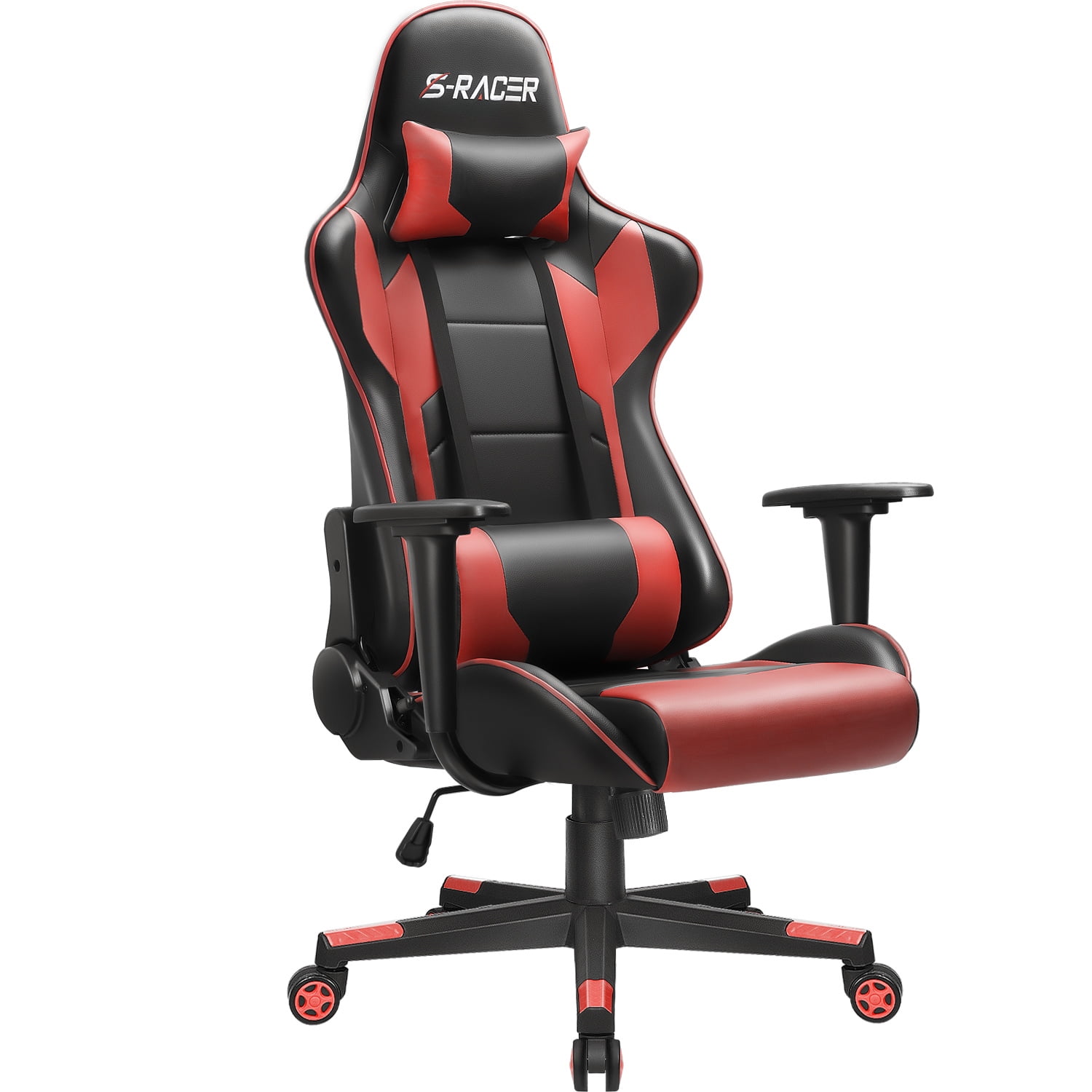 Ergonomic Gaming Chair Racing Style Adjustable Height High Back PC Computer  Chair with Headrest and Lumbar Support Executive Office Chair (Red) 