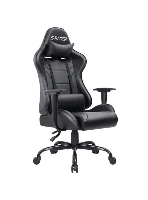 Homall Gaming Chair Office Chair High Back Racing Computer Chair PU Leather Adjustable Seat Height Swivel Chair Ergonomic Executive Chair with Headrest, Black