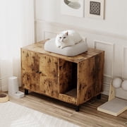 Homall Hidden Cat Litter Box Enclosure with Scratching Mat Wooden Cat Washroom Furniture Cat Box Cabinets, Brown