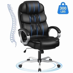 Homall High Back Office Chair, Executive Leather Desk Chair with Padded Armrests Swivel Task Chair with Lumbar Support, Black