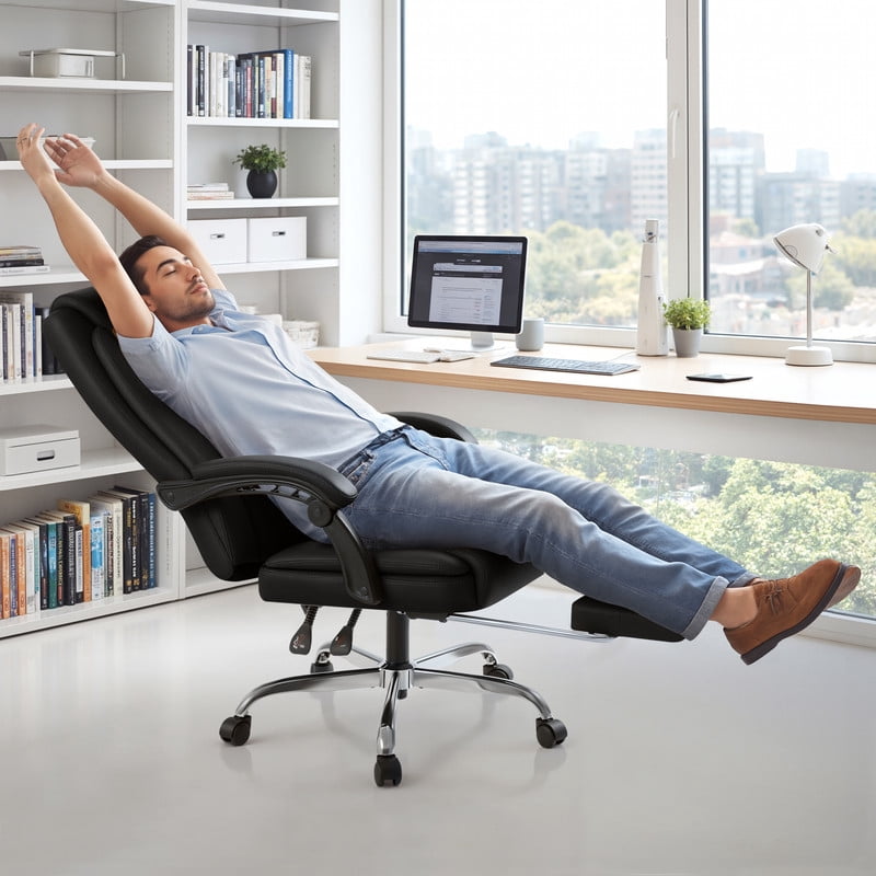 Homall Home Office Chair Adjustable Executive Leather Chair With Arms Ergonomic High Back Cushion Lumbar Back Support Computer Desk Chair,Black