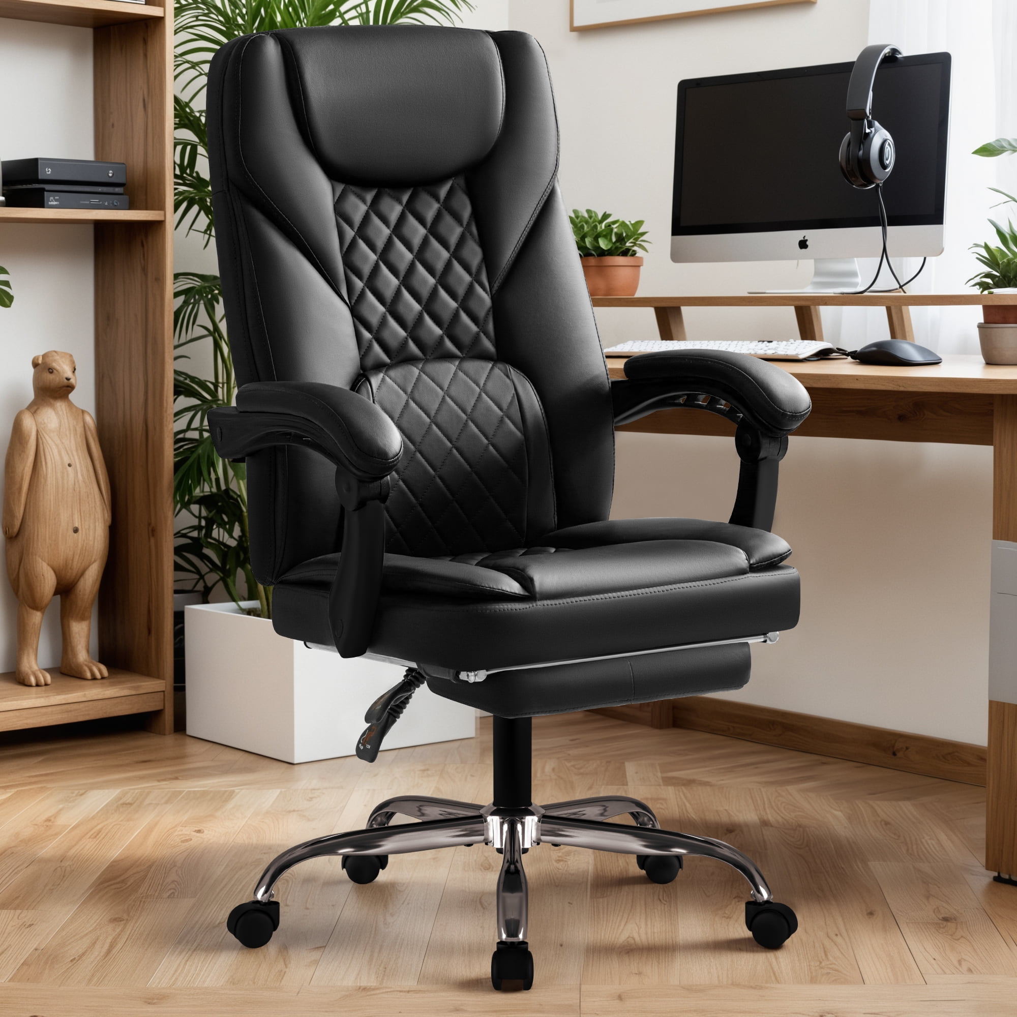 Homall Home Office Chair Adjustable Executive Leather Chair With Arms ...