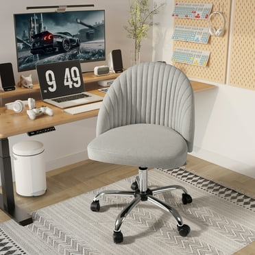 Homall Home Office Chair Adjustable Vanity Chairs Mid Back Rolling Task Chairs for Bedroom, Living Room or Study, Gray