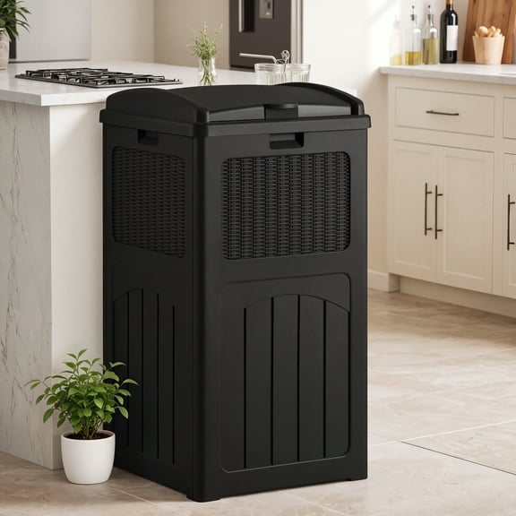 Homall Homes 36 Gallon Trash Can Plastic Kitchen Trash Can,Black