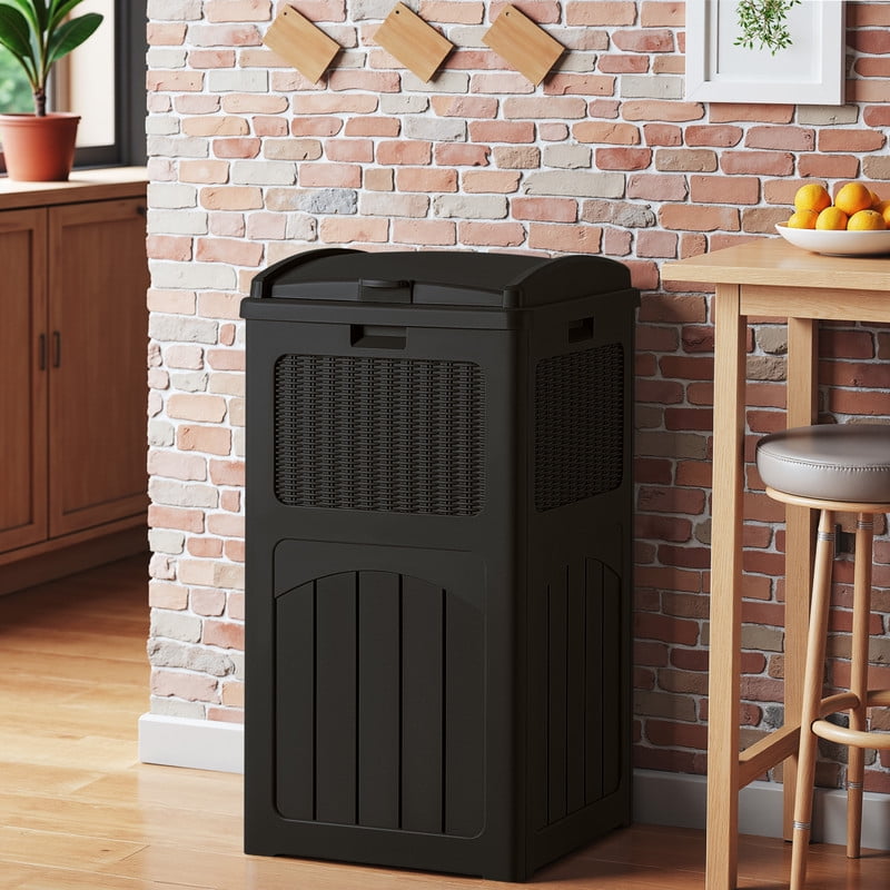 Homall Homes Gardens 36 Gallon Trash Can Plastic Kitchen Trash Can Black
