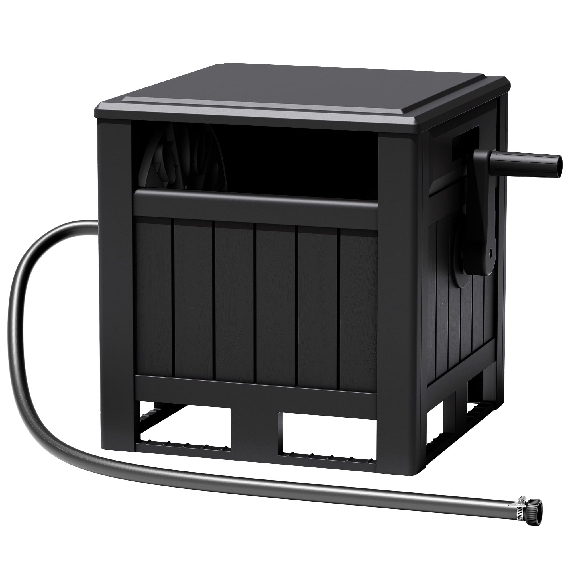 Homall Hose Reel, with Hose Guide, 180 ft Hose Capacity, Hose Hideaway Garden Hose Reel, Black