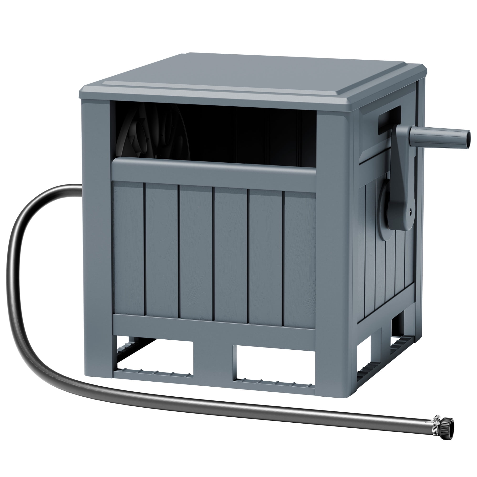 Homall Hose Reel, with Hose Guide, 180 ft Hose Capacity, Hose Hideaway Garden Hose Reel, Gray