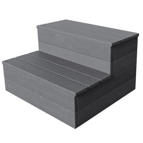 Homall Hot Tub Steps, Heavy Duty Pool Stair with Non-Slip Surface, Durable Weather-Resistant Resin for Indoor&Outdoor, Gray