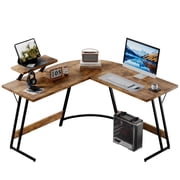 Homall L-Shaped Gaming Desk 51.2 Inches Corner Office Gaming Desk with Removable Monitor Riser, Classical Brown