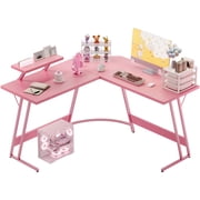 Homall L-Shaped Gaming Desk 51.2 Inches Corner Office Gaming Desk with Removable Monitor Riser, Pink