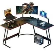 Homall L-Shaped Gaming Desk 51.2 Inches Corner Office Desk with Removable Monitor Riser, Black