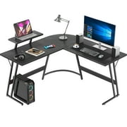 Homall L-Shaped Gaming Desk 51 Inches Corner Office Gaming Desk with Removable Monitor Riser, Classical Black
