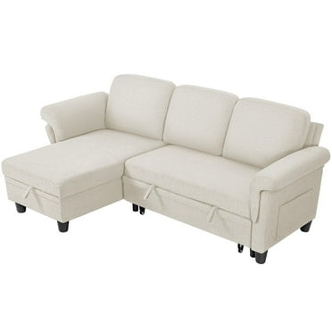 Homall L-Shaped Sofa Bed with Reversible Storage Chaise Convertible Modern Sectional Couch for Living Room,White