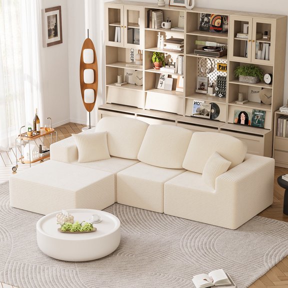 Homall L-shaped Multi-person Boneless Sectional Couches and Sofas Modular Sectional No Assembly Required Living Room Sofa Furniture Sets