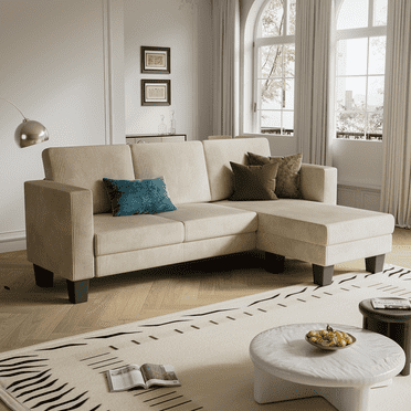 Homall Velvet Convertible Reversible Chair Living Room Furniture Set, Beige