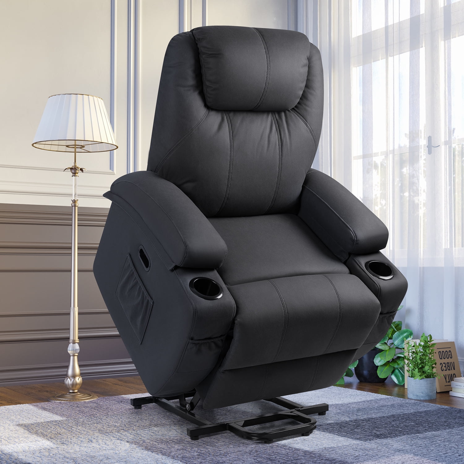 Homall Electric Power Lift Recliner Chair PU Leather for Elderly with  Massage and Heating Ergonomic Lounge