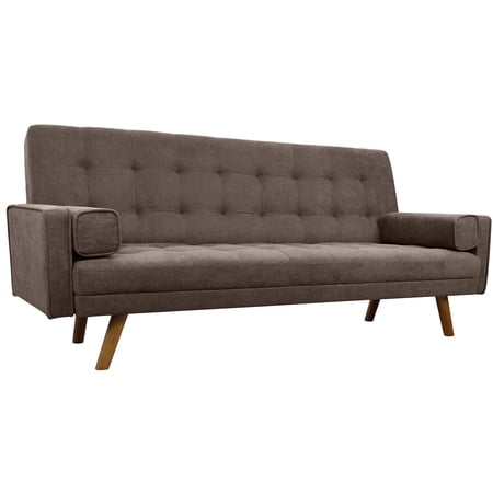 Homall Linen Futon Sofa Bed Pin Tufted Split Back Convertible Reclining Sofa Fabric Bench Seat