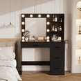 thumbnail image 1 of Homall Makeup Vanity Desk with LED Lighted Mirror and Power Outlet, Stylish Functional Vanity Table for with 4 Drawers and 3 Shelves for Bedroom, Black, 1 of 7