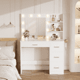 thumbnail image 1 of Homall Makeup Vanity Desk with LED Lighted Mirror and Power Outlet, Stylish Functional Vanity Table for with 4 Drawers and 3 Shelves for Bedroom, White, 1 of 7