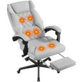 thumbnail image 1 of Homall Massage Office Chair with Heat and 6 Vibration Points,High Back Executive Office Chair with Reclining Backrest with Reclining Backrest,Ergonomic Computer Desk Chair with Footrest,Linen,Gray, 1 of 7