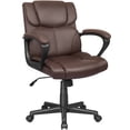 thumbnail image 1 of Homall Mid Back Executive Office Chair Swivel Computer Task Chair with Armrests, Ergonomic Leather-Padded Desk Chair with Lumbar Support, Brown, 1 of 7