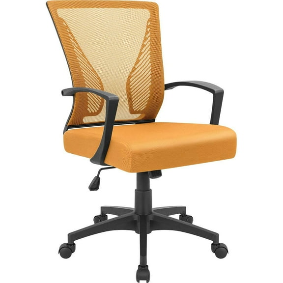 Homall Mid Back Office Chair Computer Ergonomic Mesh Chair Adjustable Mesh Chair with Armrest,Orange