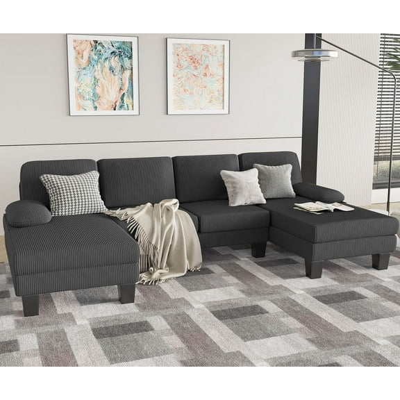 Homall Modern Corduroy U-shaped Oversized Sectional Sofa, Grey