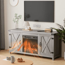 Homall Modern Farmhouse TV Stand Double Barn Door Fireplace TV Stand for TVs up to 65 inch, 58 inch,Grey Wash