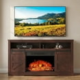 thumbnail image 1 of Homall Modern Farmhouse TV Stand with Electric Fireplace Media Storage TV Console Sliding Cabinet Doors,Brown, 1 of 9