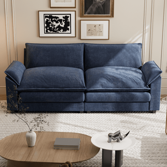 Homall Modern Softened Arms Loveseat, Blue