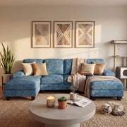 Homall 105 Modern U-Shape Sectional Sofa, Chenille Fabric Modular Couch, 4 Seat Oversized Sofa with Chaise for Living Room, Blue