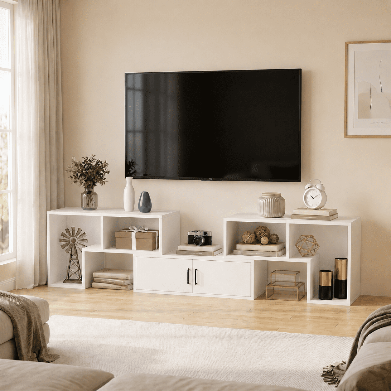 Furinno, Turn-N-Tube No Tools 3-Tier TV Stand, accommodates 32