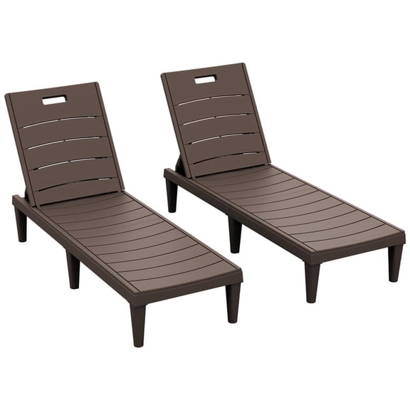 Homall Outdoor Chaise Lounge Chairs Set of 2, 5-Position Adjustable Waterproof Patio Outdoor Chaise Lounge,Brown