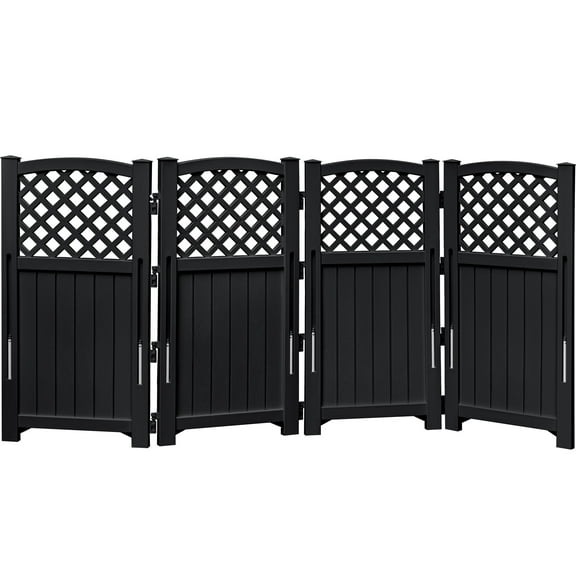 Homall Outdoor Patio 4 Panel Screen Enclosure,Plastic Privacy Screens, Air Conditioner Fence Panels, Trash Can Fence for Garden,Black