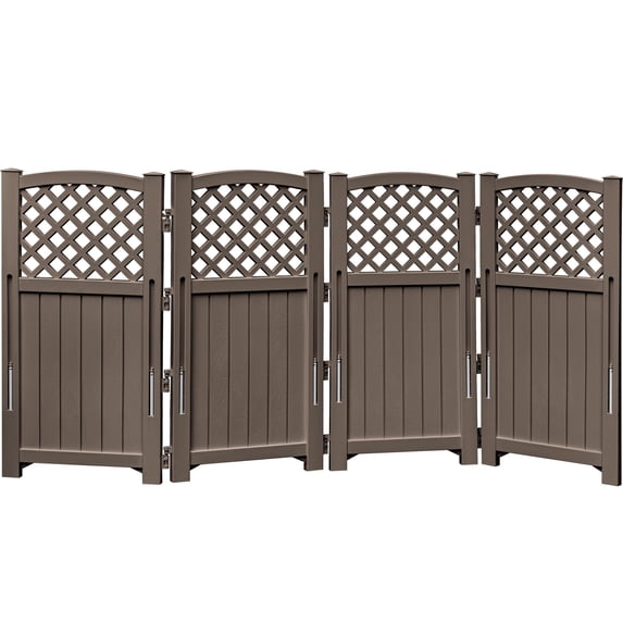 Homall Outdoor Patio 4 Panel Screen Enclosure,Plastic Privacy Screens, Air Conditioner Fence Panels, Trash Can Fence for Garden,Brown