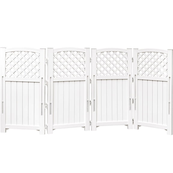 Homall Outdoor Patio 4 Panel Screen Enclosure,Plastic Privacy Screens, Air Conditioner Fence Panels, Trash Can Fence for Garden, White