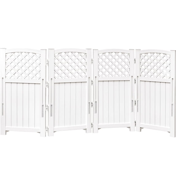 Homall Outdoor Patio 4 Panel Screen Enclosure,Plastic Privacy Screens, Air Conditioner Fence Panels, Trash Can Fence for Garden, White