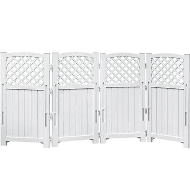Homall Outdoor Patio 4 Panel Screen Enclosure,Plastic Privacy Screens, Air Conditioner Fence Panels, Trash Can Fence for Garden, White