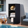 thumbnail image 1 of Homall Outdoor Rattan Storage Cabinet Patio Furniture Outside Vertical Storage Cabinet with Adjustable Shelves, Black, 1 of 7