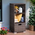 thumbnail image 1 of Homall Outdoor Rattan Storage Cabinet Patio Furniture Outside Vertical Storage Cabinet with Adjustable Shelves, Brown, 1 of 7