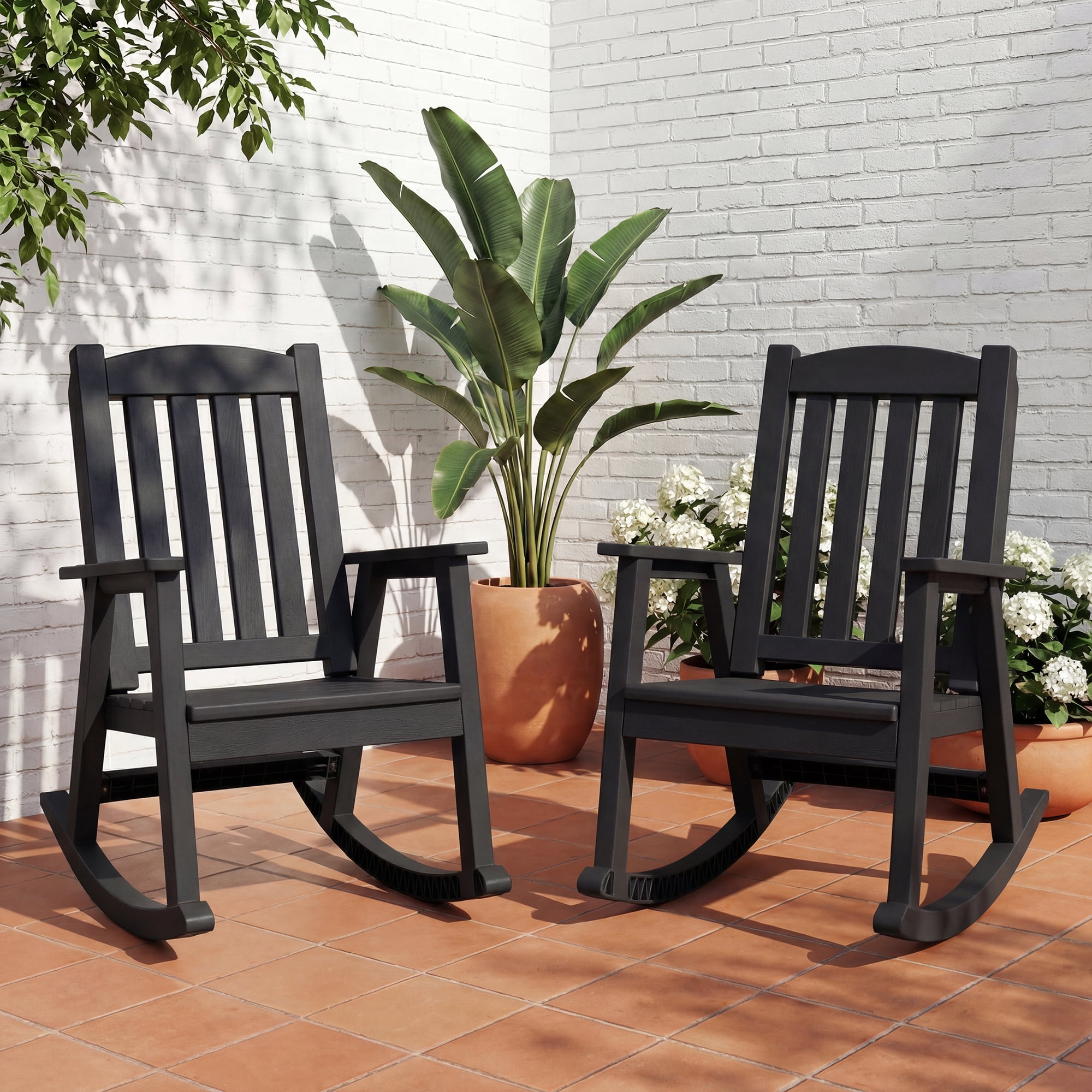 Outside Rocking Chair With Stand Homall Outdoor Rocking Chair Set of 2, Resin All-Weather Resistant High ...