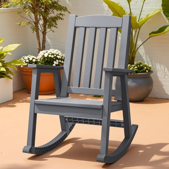 Homall Outdoor Rocking Chair Resin All-Weather Resistant High-Back Rocker for Patio, Garden