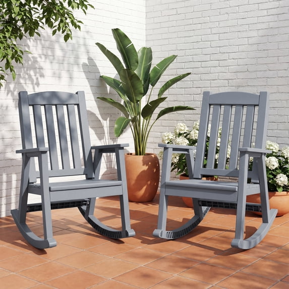 Homall Outdoor Rocking Chair Set of 2, Resin All-Weather Resistant High-Back Rocker for Patio, Garden