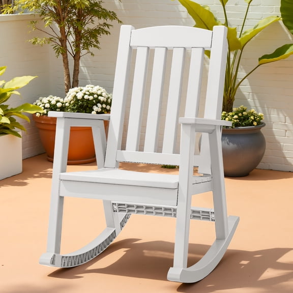 Homall Outdoor Rocking Chair Resin All-Weather Resistant High-Back Rocker for Patio, Garden