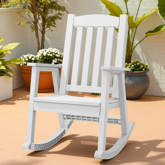 Homall Outdoor Rocking Chair Resin All-Weather Resistant High-Back Rocker for Patio, Garden