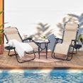 thumbnail image 1 of Homall Outdoor Zero Gravity Chair Folding Recline Patio Portable Lounge Chairs Set of 3 with Cupholder and Table, Beige, 1 of 2